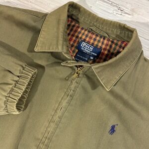 VTG Polo Ralph Lauren Harrington Jacket Mens M Green Plaid Lined MADE IN USA